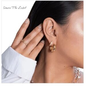 NWT Simone The Label Gold Hoop Earring  18 karat plated Gold